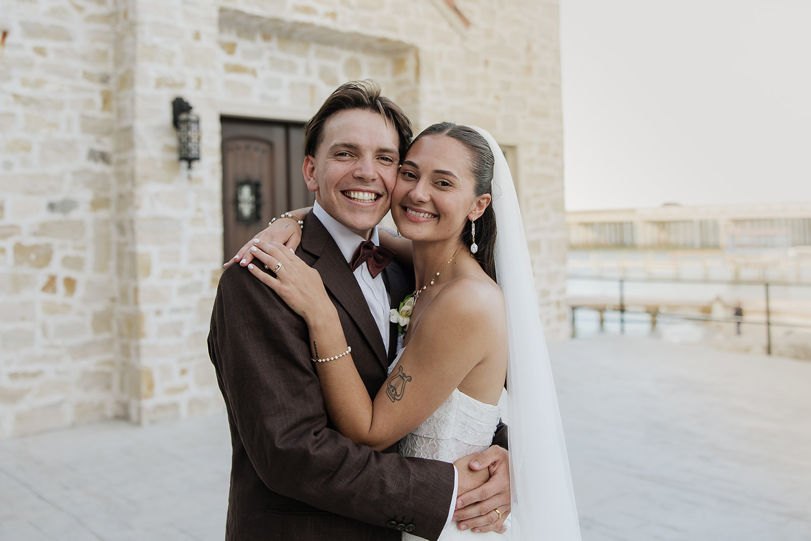Nathan and Lyra Favier on their wedding day